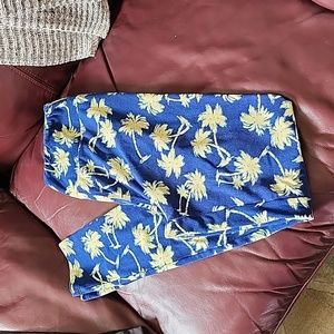 Women's, Sm., LulaRoe Leggings, Navy with Yellow Palm Trees.